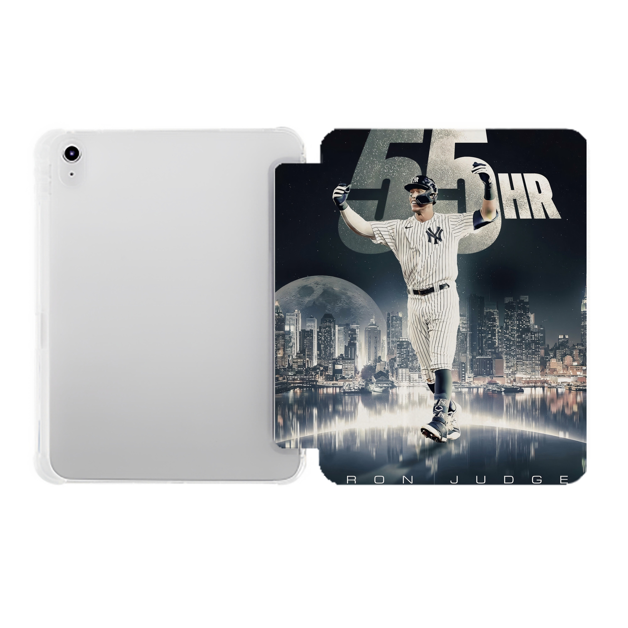 Aaron Judge 55 Home Runs Premium Tri-Fold PU Leather & Silicone IPad Case With Pencil Slot – Fits 9.5,10.5,10.9 – Adjustable Stand, Slim, Protective